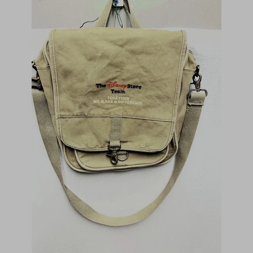 Vintage Disney Store Team Employee‎ Messenger Bag Canvas Briefcase Laptop Khaki